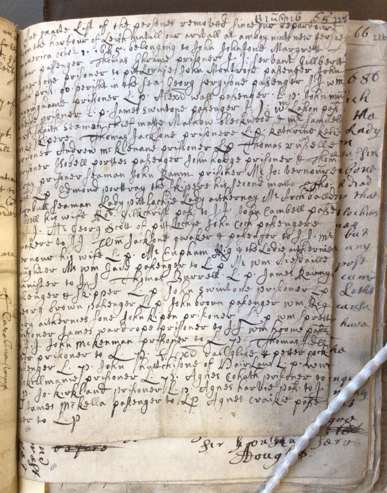 'A List of Persons Who Died on Pitlochie’s Ship' manuscript