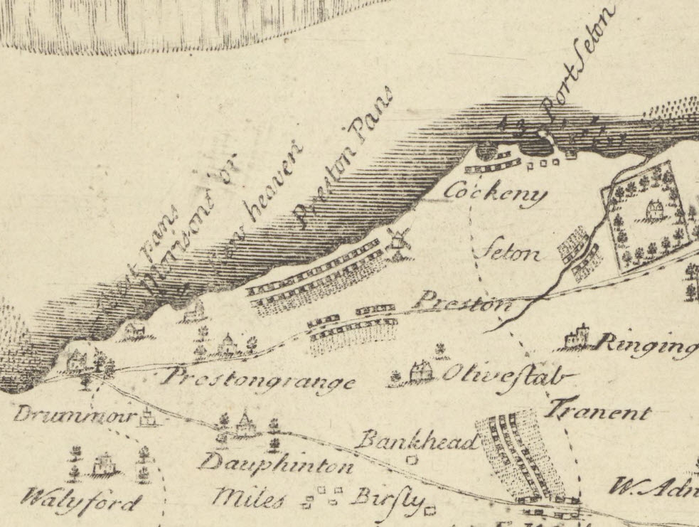Prestonpans on Adair map 1736