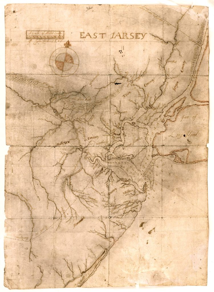 Manuscript map of New Jarsey, John Reid 1686